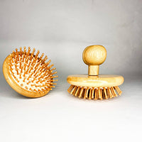 Natural Bamboo Scalp / Plastic Free Hair Massager Brush: Rounded